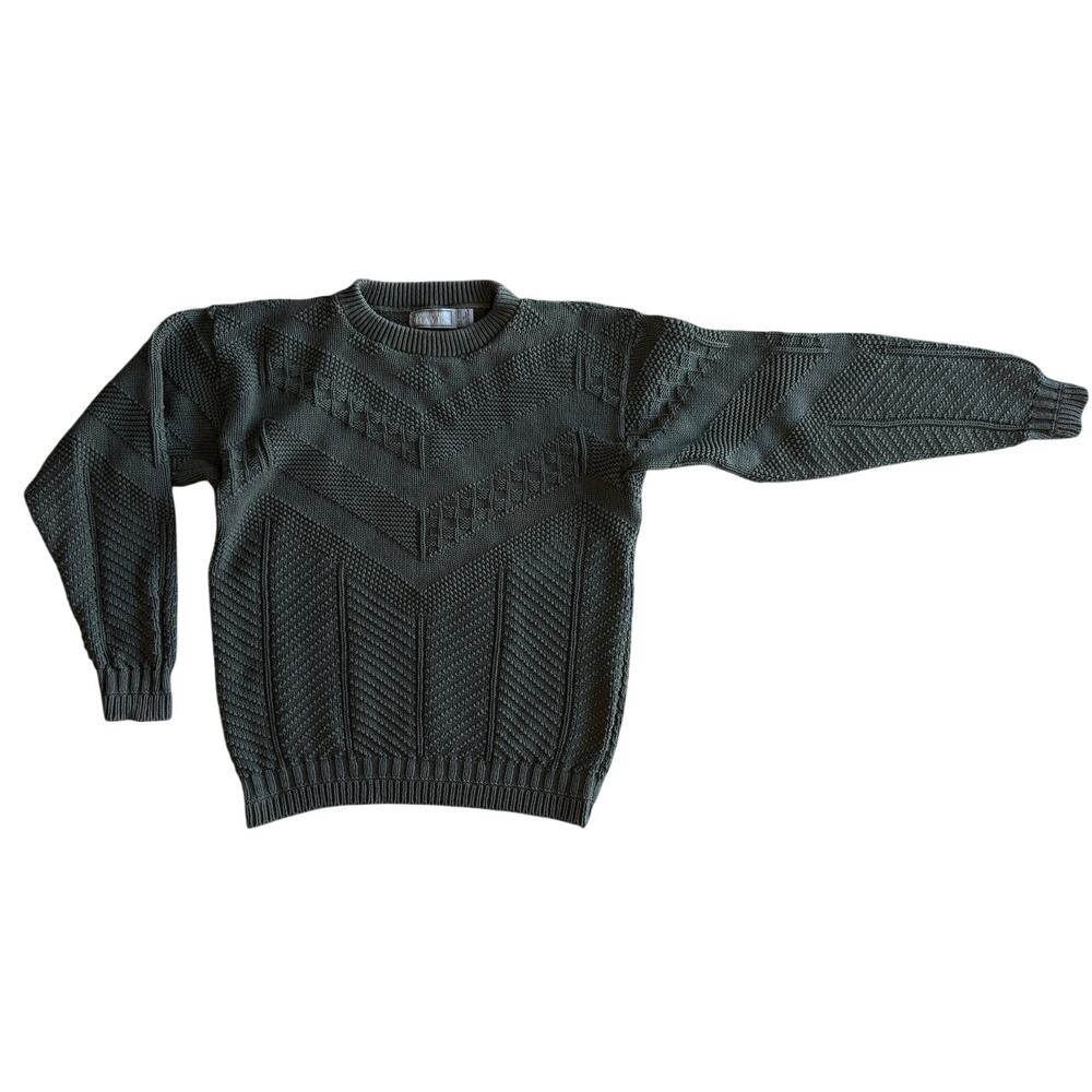 Christopher Hayes VTG M Olive Green 100% Cotton Knit Sweater Made in USA